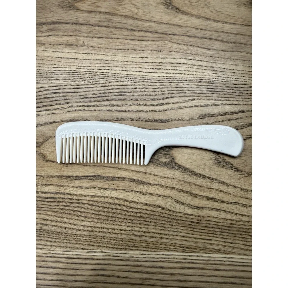 Vintage Estee Lauder Hair Comb White Plastic Regular Tooth Purse Travel 6 1/2